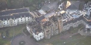 Aerial shot of Cameron House after the Fire Incident