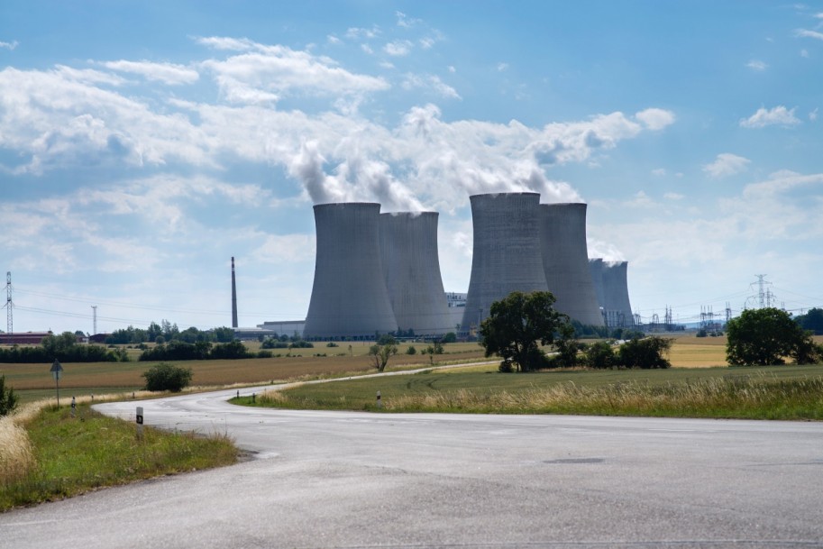 Nuclear Power Plant Under the Blue Sky