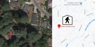 Bigfoot endorses home at Hillside Drive, Felton California