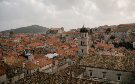 Classic buildings in residential district of city